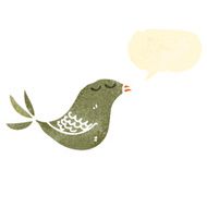 retro cartoon bird with speech bubble N8