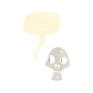 retro cartoon skull with speech bubble N6