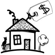 House with sale or price label