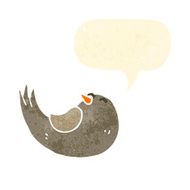 retro cartoon bird with speech bubble N9