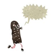 retro cartoon hairy monster with speech bubble N3