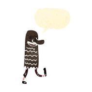 retro cartoon hairy monster with speech bubble N4