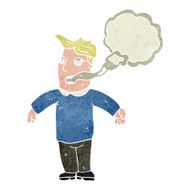 retro cartoon man with smoker&#039;s breath