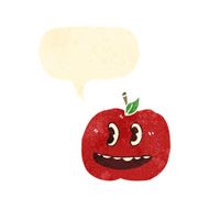 retro cartoon grinning apple