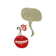 retro cartoon bomb with speech bubble N3