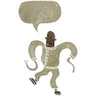 retro cartoon insane man in straight jacket