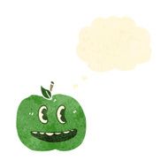 retro cartoon apple with thought bubble N2
