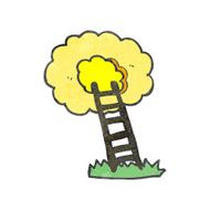 retro cartoon ladder to heaven