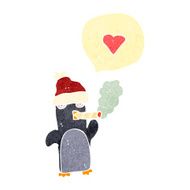 retro cartoon smoking penguin