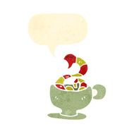 retro cartoon snake in tea cup