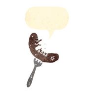 cartoon sausage on fork N16