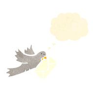 retro cartoon carrier pigeon
