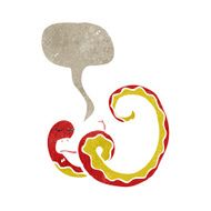 retro cartoon snake with speech bubble
