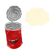 retro cartoon tin can with thought bubble