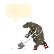 retro cartoon bear digging with spade