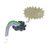 retro cartoon rain cloud with speech bubble