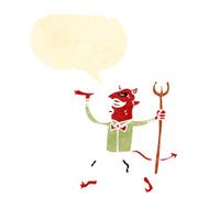 retro cartoon devil with pitch fork