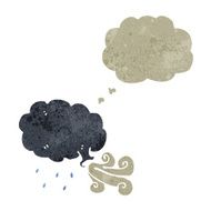 retro cartoon storm cloud with thought bubble