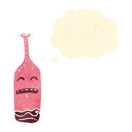 retro cartoon red wine bottle N3