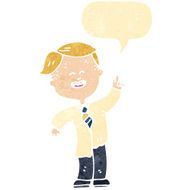 retro cartoon schoolboy with speech bubble N2