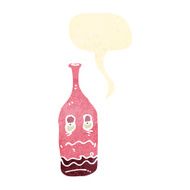 retro cartoon red wine bottle N4