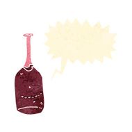 retro cartoon red wine bottle N6