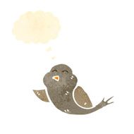 retro cartoon bird with idea