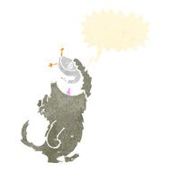 retro cartoon wolf eating goose