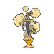 cartoon dagger and cup symbol