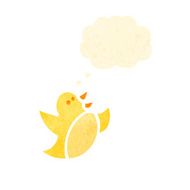 retro cartoon bird with thought bubble N10