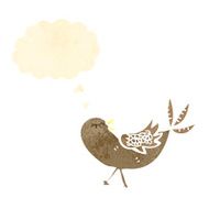 retro cartoon bird with thought bubble N11