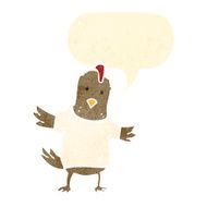 retro cartoon chicken with speech bubble