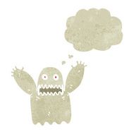 retro cartoon ghost with thought bubble N4