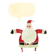 retro cartoon santa with speech bubble