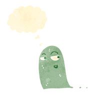 retro cartoon ghost with thought bubble N6