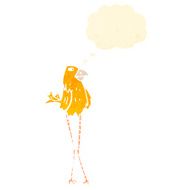 funny retro cartoon bird with thought bubble
