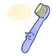 retro cartoon tooth brush with thought bubble