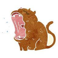 retro cartoon yawning cat