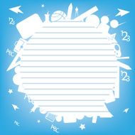 Pattern book with colorful school icons on background N2