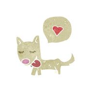 retro cartoon dog with love heart