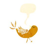 retro cartoon tweeting bird N3