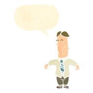 retro cartoon manager with speech bubble