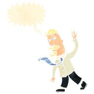 retro cartoon posh man gestureing to follow