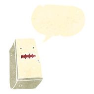 retro cartoon refrigerator with speech bubble
