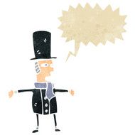 cartoon victorian man with speech bubble