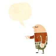 retro cartoon bald man pointing
