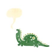 retro cartoon dinosaur with speech bubble