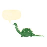 retro cartoon dinosaur with speech bubble N2