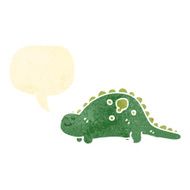 retro cartoon dinosaur with speech bubble N3