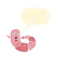 frightened worm retro cartoon